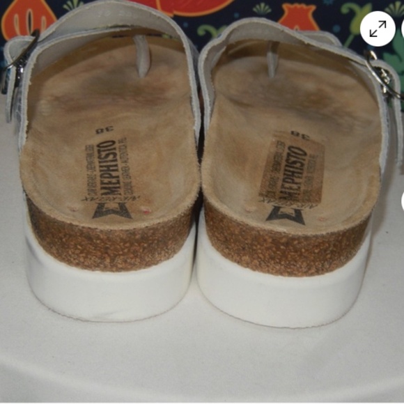 Mephisto Turquoise Blue White Helen Sandals Shoes 38 - Picture 5 of 6